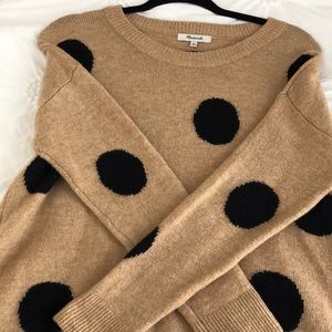 Madewell beige and black polka dot sweater. Size XS. Never been worn